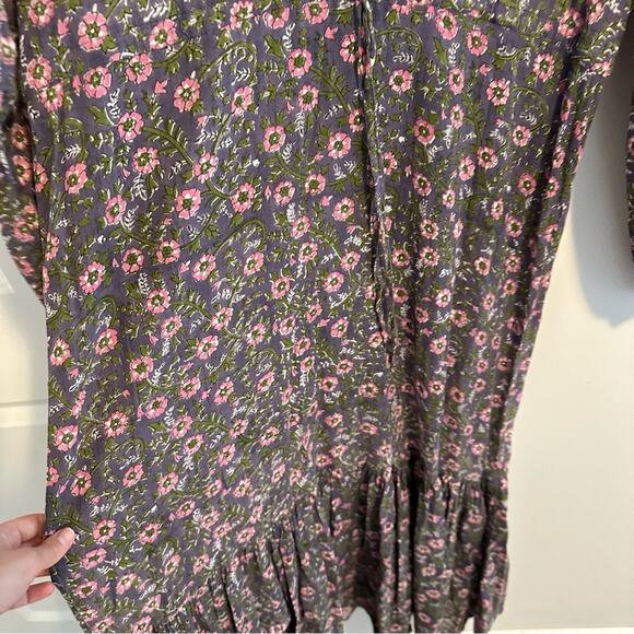 Emerson Fry India Collection Blue Green Pink Cotton Maxi Dress Medium - Picture 11 of 16